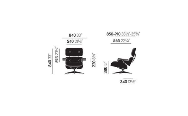 Eames Lounge Chair, klassieke afmetingen - Afbeelding 2