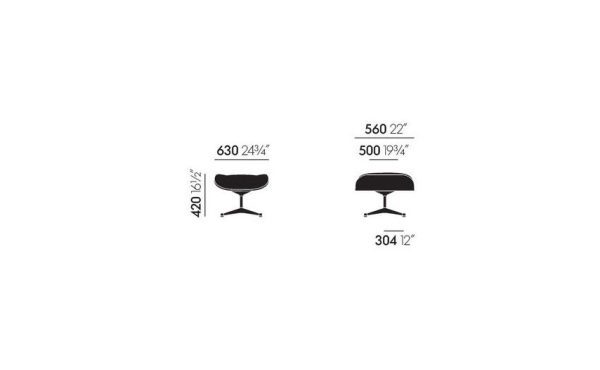 Eames Lounge Chair & Ottoman, klassieke afmetingen - Afbeelding 3