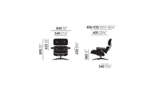 Eames Lounge Chair & Ottoman, nieuwe afmetingen - Afbeelding 2