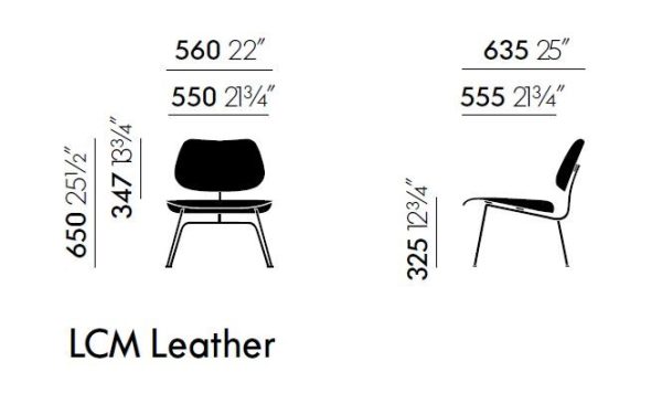 Vitra LCM fauteuil in leder met zwart frame - Afbeelding 2
