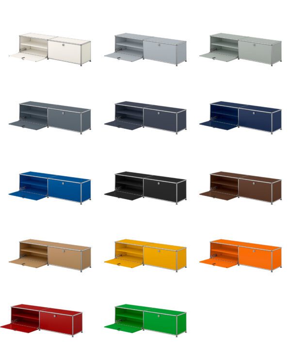 USM Haller Selection lage tv-meubel met 2 kleppen en verlichting - Afbeelding 3