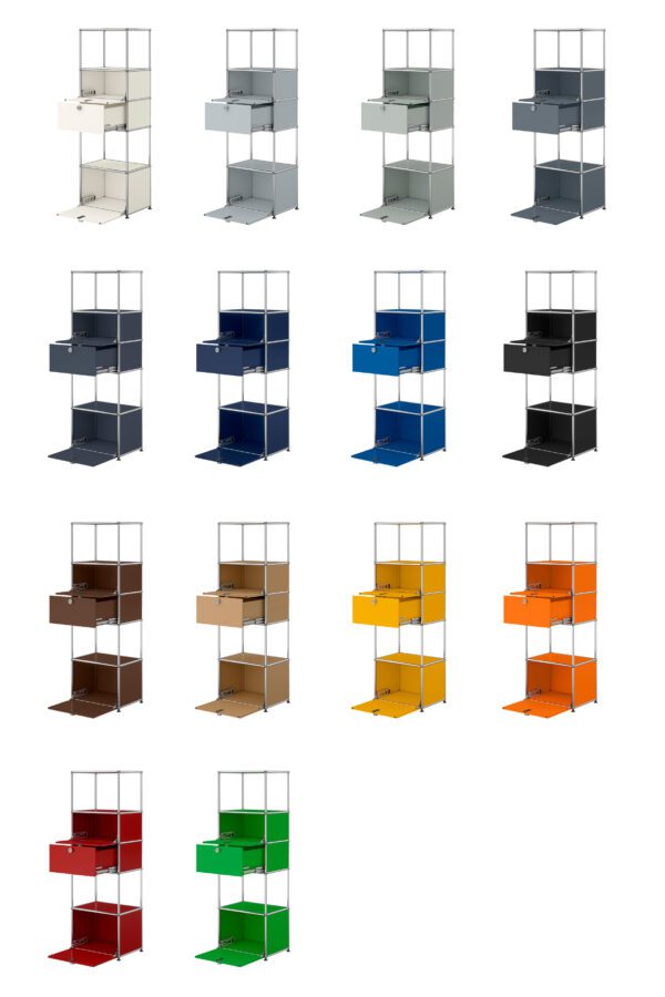 USM Haller Selection Hoge kast met 2 kleppen en 1 lade - Afbeelding 3