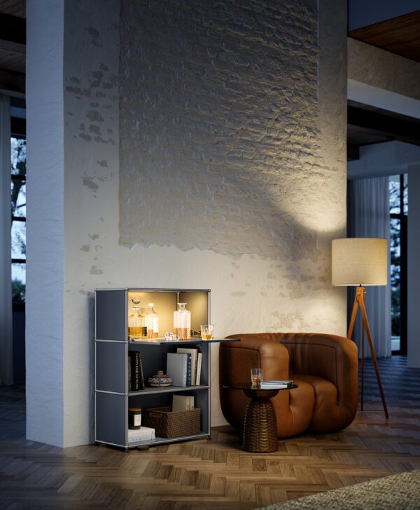 USM Haller Selection Klepkast met verlichting, 2 open modules en 1 klep - Afbeelding 2