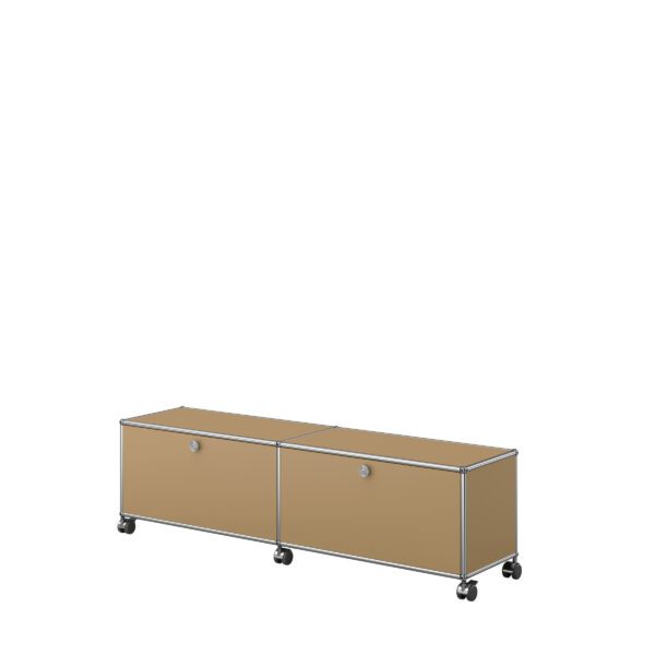USM Haller Selection lage tv-meubel op wielen met 2 kleppen